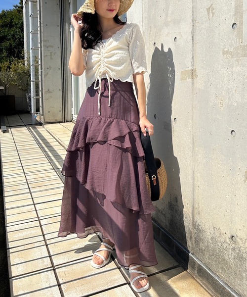 one after another NICE CLAUP（ワンアフターアナザーナイスクラップ）の「ティアードロングスカート（スカート・レディース・オフホワイト/ホワイト系その他/ベージュ/モカ・FREE）」の20枚目の写真