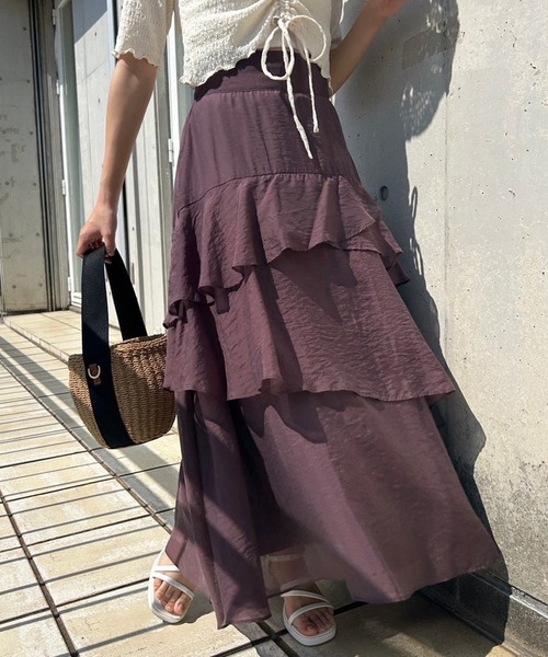 one after another NICE CLAUP（ワンアフターアナザーナイスクラップ）の「ティアードロングスカート（スカート・レディース・オフホワイト/ホワイト系その他/ベージュ/モカ・FREE）」の21枚目の写真