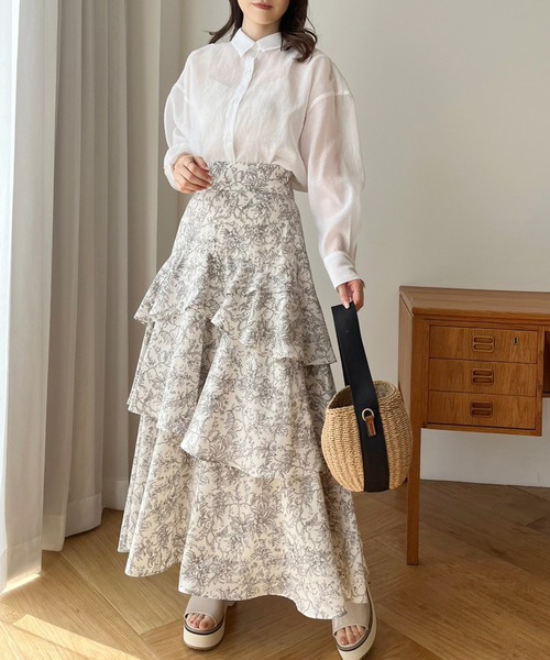 one after another NICE CLAUP（ワンアフターアナザーナイスクラップ）の「ティアードロングスカート（スカート・レディース・オフホワイト/ホワイト系その他/ベージュ/モカ・FREE）」の14枚目の写真
