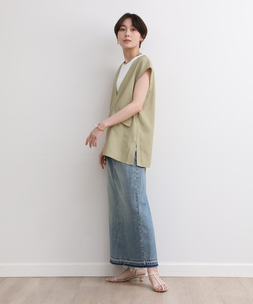 INED CLARO（イネドクラロ）の「リネンライクプルオーバーベスト（ベスト・レディース・ライトグリーン/グレー/チャコールグレー・フリー）」の13枚目の写真