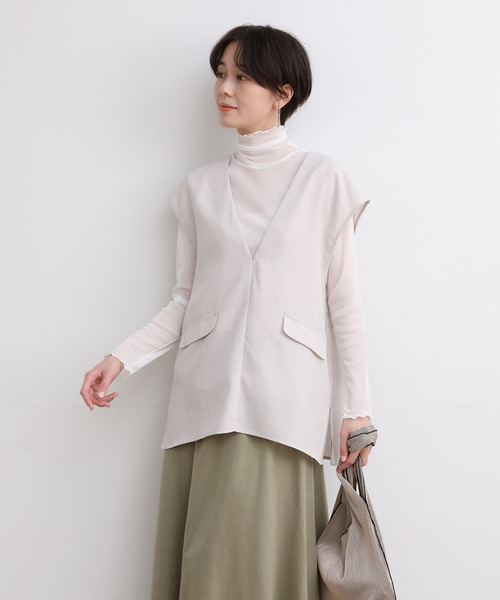 INED CLARO（イネドクラロ）の「リネンライクプルオーバーベスト（ベスト・レディース・ライトグリーン/グレー/チャコールグレー・フリー）」の5枚目の写真