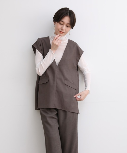 INED CLARO（イネドクラロ）の「リネンライクプルオーバーベスト（ベスト・レディース・ライトグリーン/グレー/チャコールグレー・フリー）」の8枚目の写真