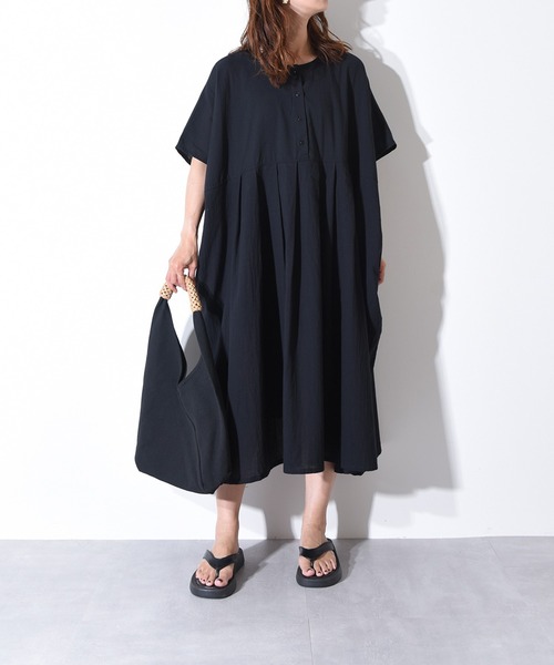 folka（フォルカ）の「1-2WAY コットン ワイド シャツ ストライプ ワンピース【folka(フォルカ)】（ワンピース・レディース・ブラック/ブラック系その他・ONE SIZE）」の2枚目の写真