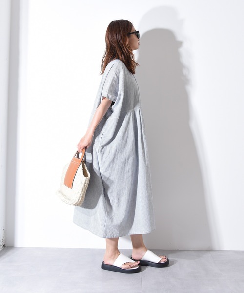 folka（フォルカ）の「1-2WAY コットン ワイド シャツ ストライプ ワンピース【folka(フォルカ)】（ワンピース・レディース・ブラック/ブラック系その他・ONE SIZE）」の14枚目の写真