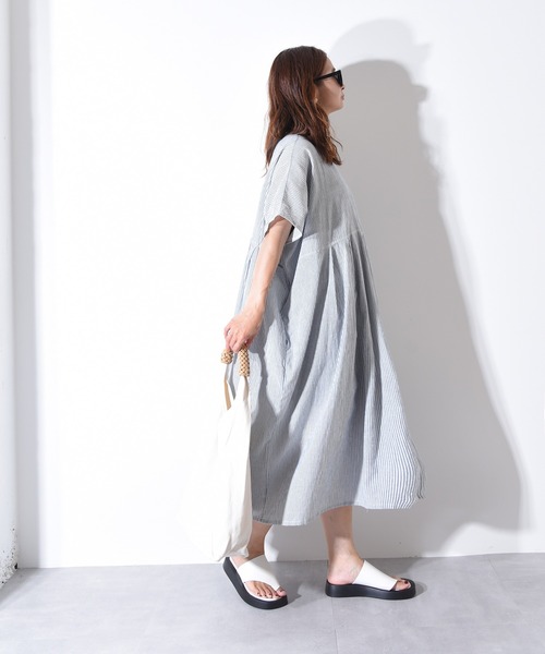 folka（フォルカ）の「1-2WAY コットン ワイド シャツ ストライプ ワンピース【folka(フォルカ)】（ワンピース・レディース・ブラック/ブラック系その他・ONE SIZE）」の18枚目の写真