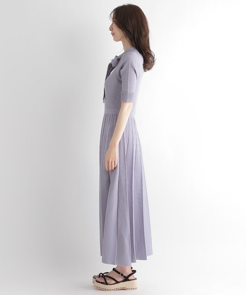 【プロフ必読を】 　ボウタイニットワンピース 半袖 Andemiu（アンデミュウ）の「ボウタイニットワンピース半袖192209