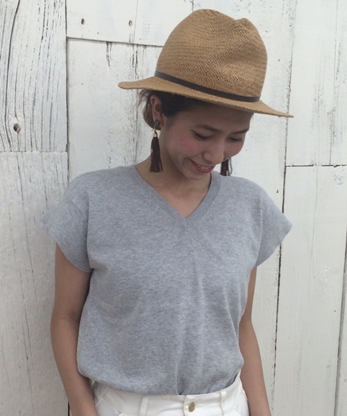 mystic（ミスティック）の「【mystic】ﾜｲﾄﾞﾘﾌﾞVﾈｯｸﾌﾟﾙｵｰﾊﾞ-（ニット/セーター・レディース・ホワイト/グレー/カーキ/ネイビー/レッド・FREE）」の3枚目の写真