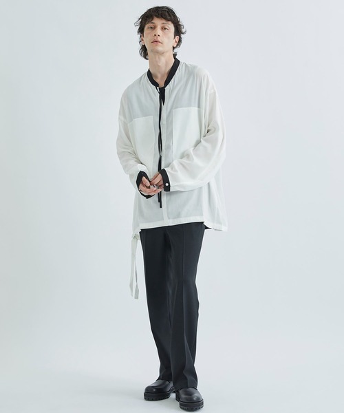 ANEI（アーネイ）の「【ANEI】RIBBON TUNIC P.O. 2-TONE（シャツ/ブラウス・メンズ・ネイビー/ホワイト/サックスブルー・3/2）」の5枚目の写真