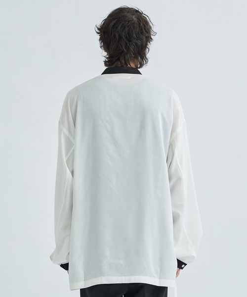 ANEI（アーネイ）の「【ANEI】RIBBON TUNIC P.O. 2-TONE（シャツ/ブラウス・メンズ・ネイビー/ホワイト/サックスブルー・3/2）」の8枚目の写真