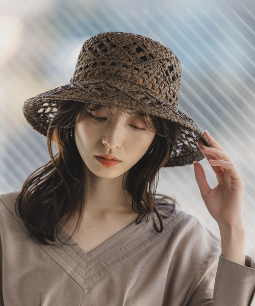 Andemiu（アンデミュウ）の「ラフィアガラアミＨＡＴ 180546（ハット・レディース・ブラウン/ベージュ/ブラック・FREE）」の5枚目の写真