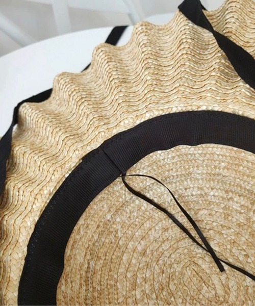 ammy.（エイミードット）の「【 ammy. / エイミードット 】 リボン付き なみなみ ストローハット（ハット・レディース・ナチュラル・FREE）」の4枚目の写真