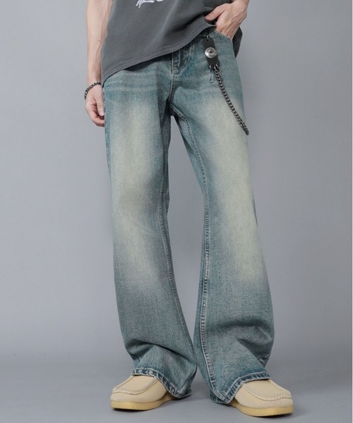 アンティーク合皮ウォレットチェーン/コンチョ/古着風