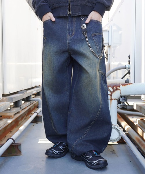 アンティーク合皮ウォレットチェーン/コンチョ/古着風/ヴィンテージ風