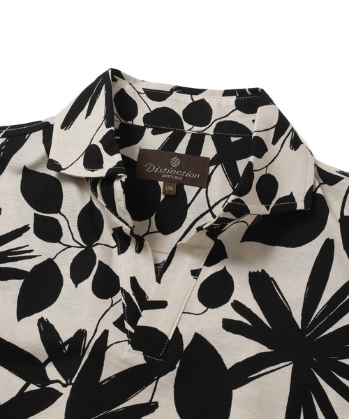 MEN'S BIGI（メンズビギ）の「フラワープリントスキッパーポロシャツ（ポロシャツ・メンズ・グリーン系その他/ホワイト系その他・01/02/03）」の4枚目の写真