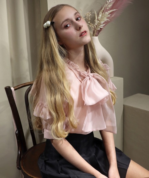 TITTY&CO.（ティティーアンドコー）の「フリルスリーブリボン半袖ブラウス（シャツ/ブラウス・レディース・ホワイト系その他/ブラック/ホワイト/ピンクベージュ/グレー・FREE）」の22枚目の写真