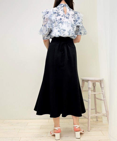 INGNI（イング）の「袖フリル花柄シアー5分袖／ブラウス（シャツ/ブラウス・レディース・ホワイト×ネイビー/グレー/ブラウン・M）」の8枚目の写真