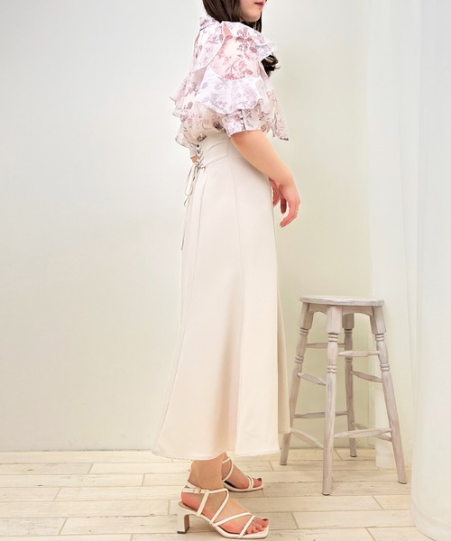 INGNI（イング）の「袖フリル花柄シアー5分袖／ブラウス（シャツ/ブラウス・レディース・ホワイト×ネイビー/グレー/ブラウン・M）」の9枚目の写真