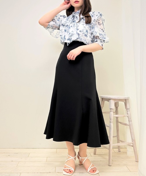 INGNI（イング）の「袖フリル花柄シアー5分袖／ブラウス（シャツ/ブラウス・レディース・ホワイト×ネイビー/グレー/ブラウン・M）」の16枚目の写真