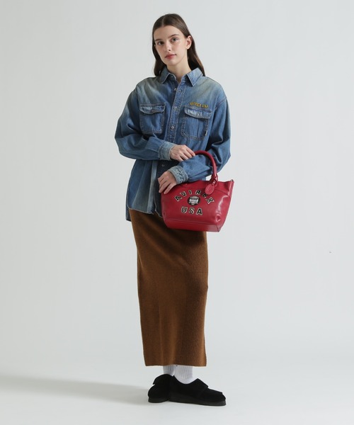 直営店限定》バーシティー レザー ミニ トートバッグ/VARSITY LEATHER