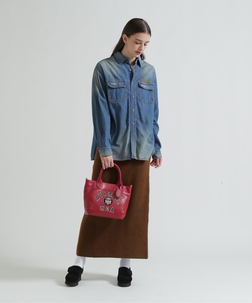 直営店限定》バーシティー レザー ミニ トートバッグ/VARSITY LEATHER