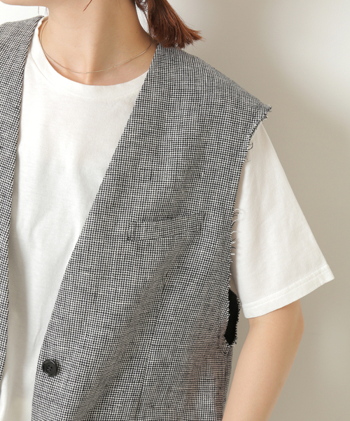 セール】リネンスリーブレスオーバージャケット（ベスト
