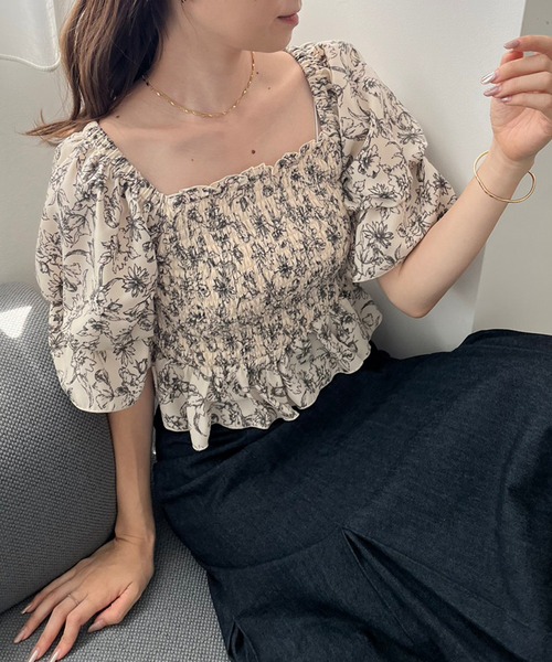 one after another NICE CLAUP（ワンアフターアナザーナイスクラップ）の「オフショルにもなる/シャーリングブラウス（シャツ/ブラウス・レディース・アイボリー/ホワイト×ブラック/ピンク/ラベンダー・FREE）」の11枚目の写真