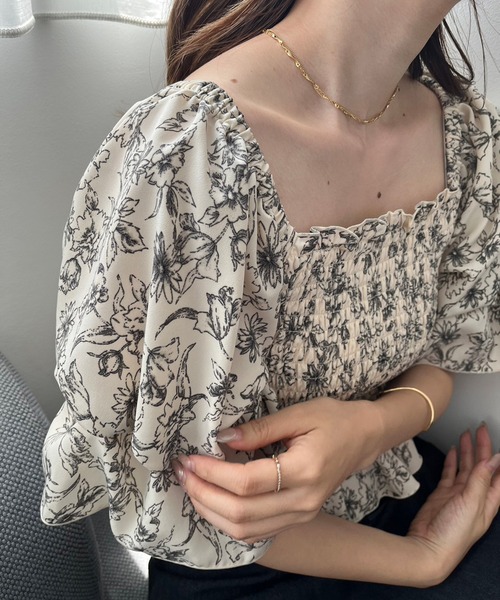 one after another NICE CLAUP（ワンアフターアナザーナイスクラップ）の「オフショルにもなる/シャーリングブラウス（シャツ/ブラウス・レディース・アイボリー/ホワイト×ブラック/ピンク/ラベンダー・FREE）」の13枚目の写真