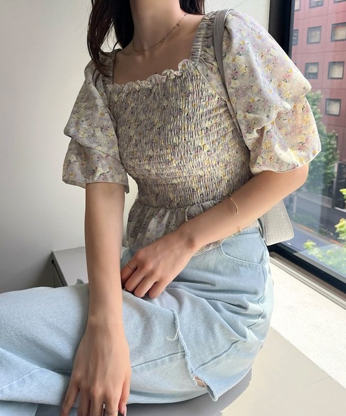 one after another NICE CLAUP（ワンアフターアナザーナイスクラップ）の「オフショルにもなる/シャーリングブラウス（シャツ/ブラウス・レディース・アイボリー/ホワイト×ブラック/ピンク/ラベンダー・FREE）」の17枚目の写真