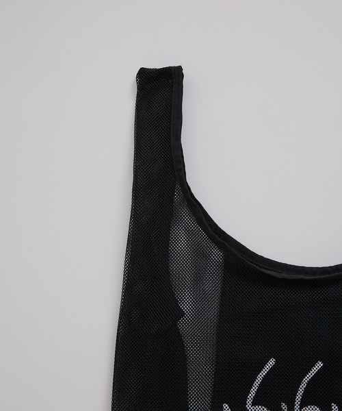 JUNRED（ジュンレッド）の「Ken Kagami×改良湯コラボ パッカブルメッシュバッグ（トートバッグ・メンズ・ブラック系その他/ブラック/ブラック系その他2・FREE）」の5枚目の写真