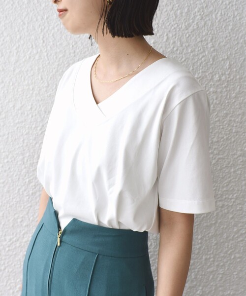 【WEB限定】〈ネックが選べる2サイズ展開〉オーガニックコットンバリエーションネックTEE