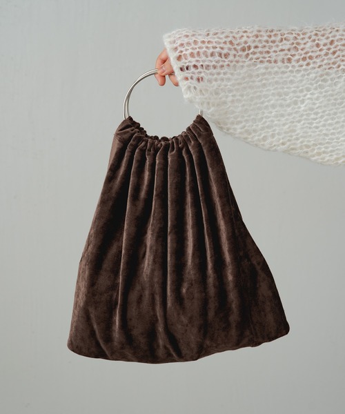 earthy（アーシー）の「ベロアリングBAG（ハンドバッグ・レディース・キャメル/ブラウン/アイボリー/ブラック・FREE）」の5枚目の写真