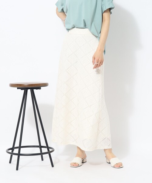 Cutie Blonde（キューティーブロンド）の「◆【大人のフェミニンカジュアル】Aライン レーススカート（スカート・レディース・オレンジ/ホワイト系・01/02/03）」の3枚目の写真