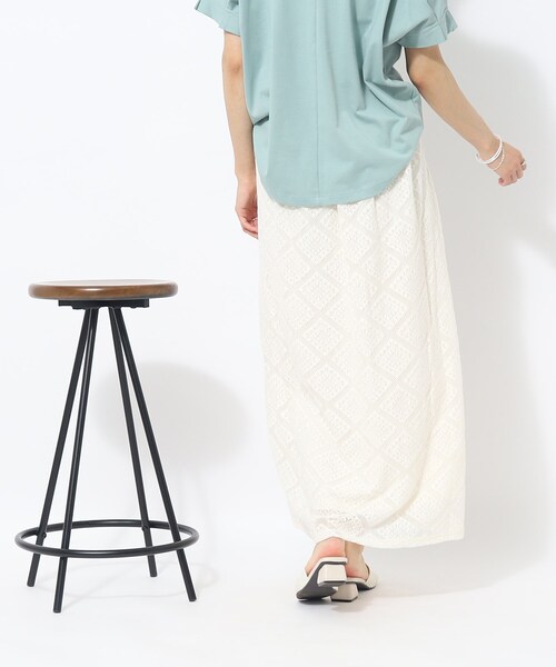 Cutie Blonde（キューティーブロンド）の「◆【大人のフェミニンカジュアル】Aライン レーススカート（スカート・レディース・オレンジ/ホワイト系・01/02/03）」の6枚目の写真