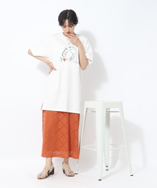 Cutie Blonde（キューティーブロンド）の「◆【大人のフェミニンカジュアル】Aライン レーススカート（スカート・レディース・オレンジ/ホワイト系・01/02/03）」の21枚目の写真