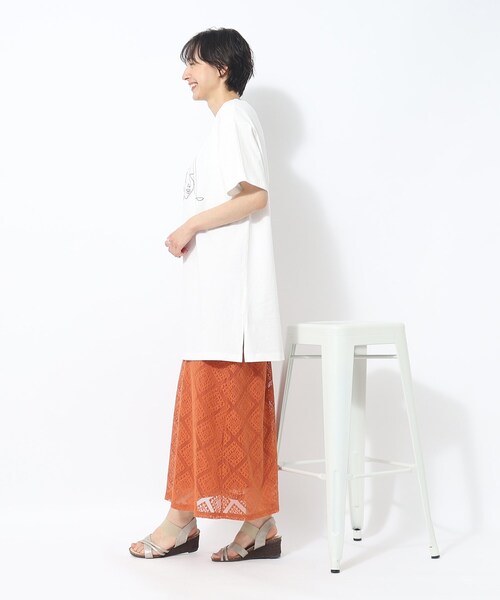 Cutie Blonde（キューティーブロンド）の「◆【大人のフェミニンカジュアル】Aライン レーススカート（スカート・レディース・オレンジ/ホワイト系・01/02/03）」の11枚目の写真