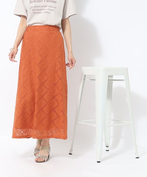Cutie Blonde（キューティーブロンド）の「◆【大人のフェミニンカジュアル】Aライン レーススカート（スカート・レディース・オレンジ/ホワイト系・01/02/03）」の16枚目の写真