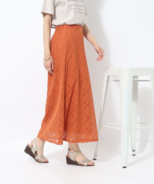 Cutie Blonde（キューティーブロンド）の「◆【大人のフェミニンカジュアル】Aライン レーススカート（スカート・レディース・オレンジ/ホワイト系・01/02/03）」の19枚目の写真