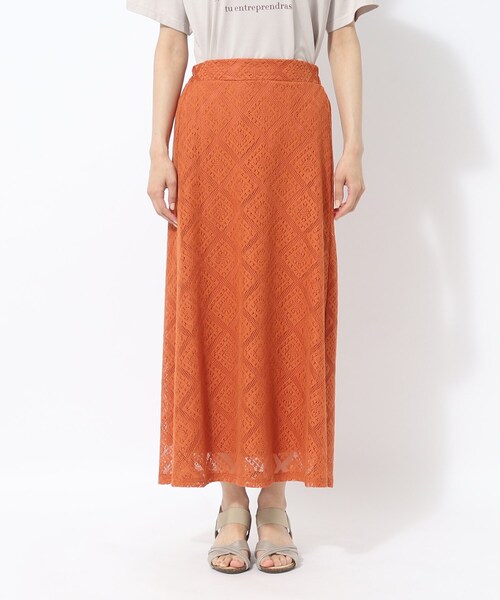 Cutie Blonde（キューティーブロンド）の「◆【大人のフェミニンカジュアル】Aライン レーススカート（スカート・レディース・オレンジ/ホワイト系・01/02/03）」の10枚目の写真