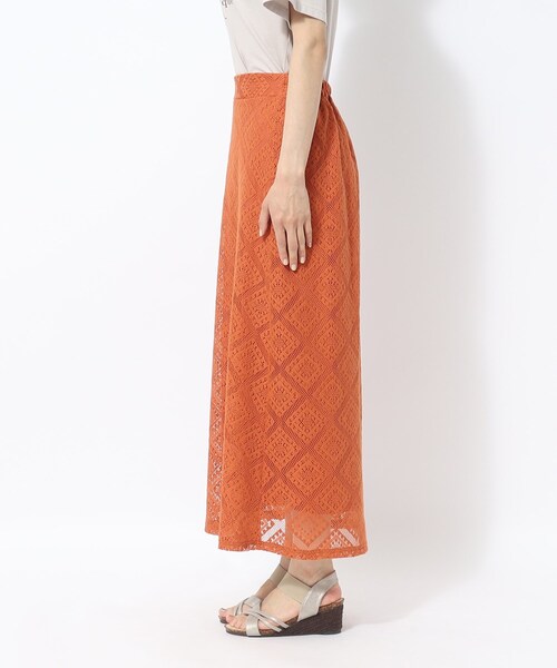 Cutie Blonde（キューティーブロンド）の「◆【大人のフェミニンカジュアル】Aライン レーススカート（スカート・レディース・オレンジ/ホワイト系・01/02/03）」の17枚目の写真