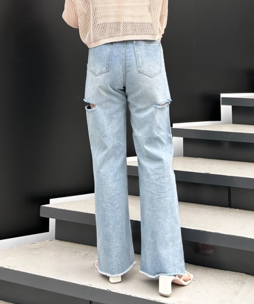 INGNI(イング)の「サイドスリット/デニムパンツ(デニムパンツ・レディース・アイボリー/ブルー系その他3/ブラック/グレー・M/S)」の6枚目の写真