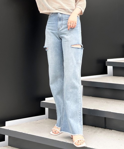 INGNI(イング)の「サイドスリット/デニムパンツ(デニムパンツ・レディース・アイボリー/ブルー系その他3/ブラック/グレー・M/S)」の5枚目の写真