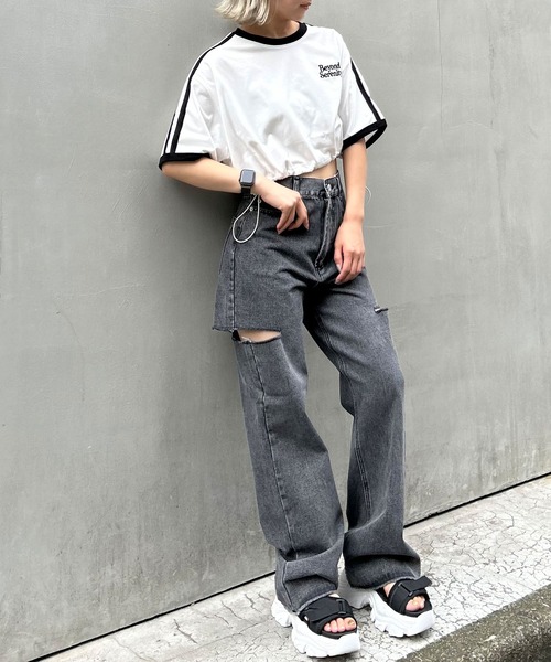 INGNI(イング)の「サイドスリット/デニムパンツ(デニムパンツ・レディース・アイボリー/ブルー系その他3/ブラック/グレー・M/S)」の16枚目の写真