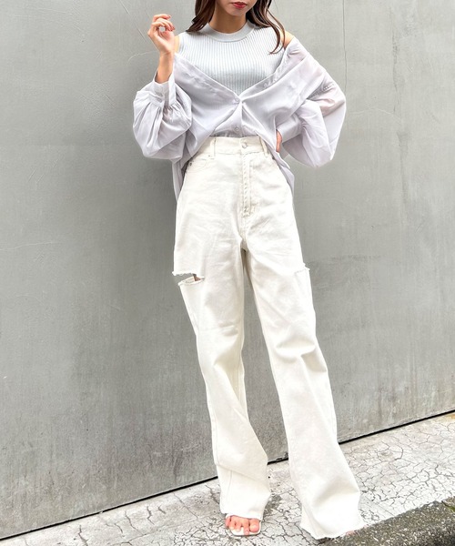 INGNI(イング)の「サイドスリット/デニムパンツ(デニムパンツ・レディース・アイボリー/ブルー系その他3/ブラック/グレー・M/S)」の15枚目の写真