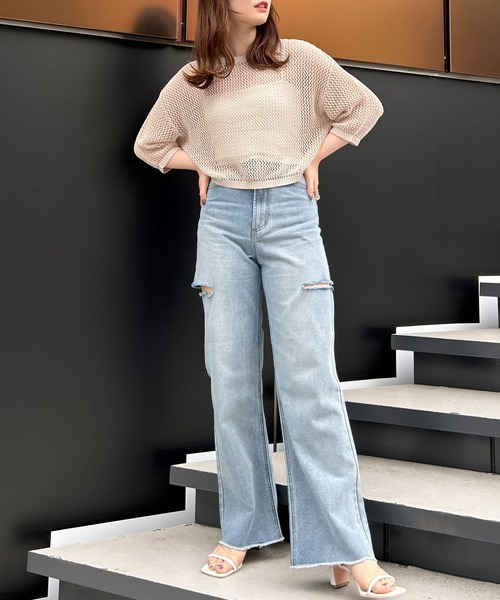 INGNI(イング)の「サイドスリット/デニムパンツ(デニムパンツ・レディース・アイボリー/ブルー系その他3/ブラック/グレー・M/S)」の11枚目の写真