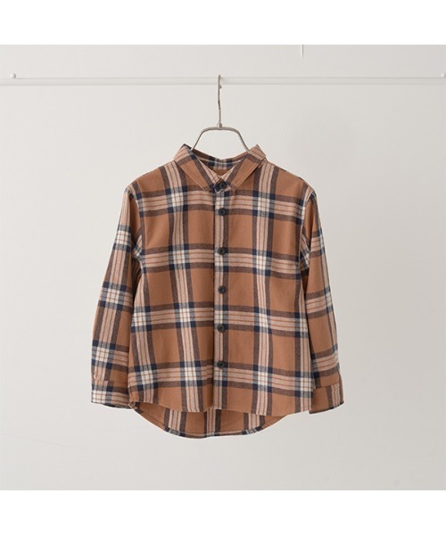 b・ROOM（ビールーム）の「チェックワイドシャツ（シャツ/ブラウス・キッズ・ブルー/キャメル/モスグリーン/オフホワイト・100cm/120cm/150cm/130cm/140cm/110cm）」の6枚目の写真