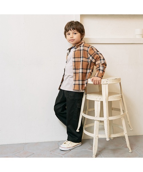 b・ROOM（ビールーム）の「チェックワイドシャツ（シャツ/ブラウス・キッズ・ブルー/キャメル/モスグリーン/オフホワイト・100cm/120cm/150cm/130cm/140cm/110cm）」の13枚目の写真