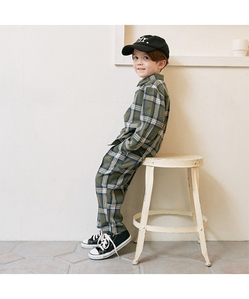 b・ROOM（ビールーム）の「チェックワイドシャツ（シャツ/ブラウス・キッズ・ブルー/キャメル/モスグリーン/オフホワイト・100cm/120cm/150cm/130cm/140cm/110cm）」の15枚目の写真