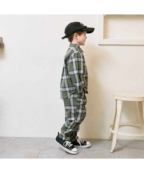 b・ROOM（ビールーム）の「チェックワイドシャツ（シャツ/ブラウス・キッズ・ブルー/キャメル/モスグリーン/オフホワイト・100cm/120cm/150cm/130cm/140cm/110cm）」の16枚目の写真