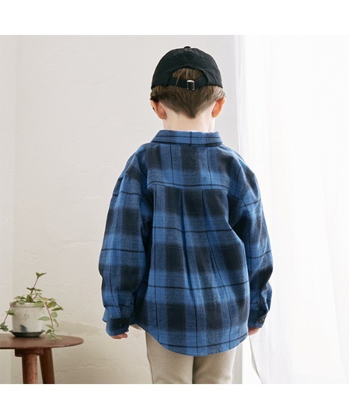 b・ROOM（ビールーム）の「チェックワイドシャツ（シャツ/ブラウス・キッズ・ブルー/キャメル/モスグリーン/オフホワイト・100cm/120cm/150cm/130cm/140cm/110cm）」の19枚目の写真