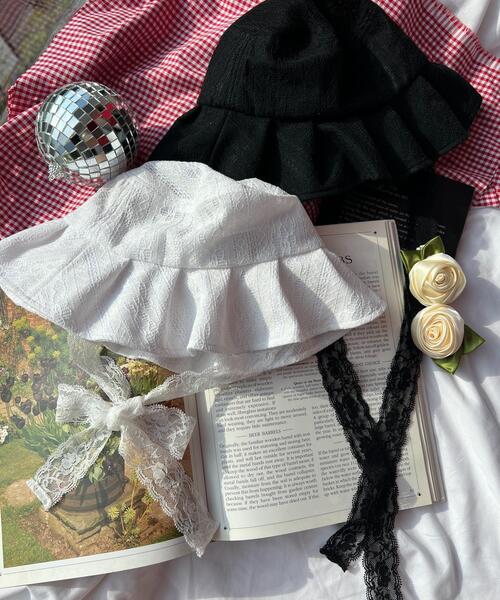 PHILLY（フィリー）の「レースフリルハット（ハット・レディース・ホワイト/ブラック・FREE）」の8枚目の写真